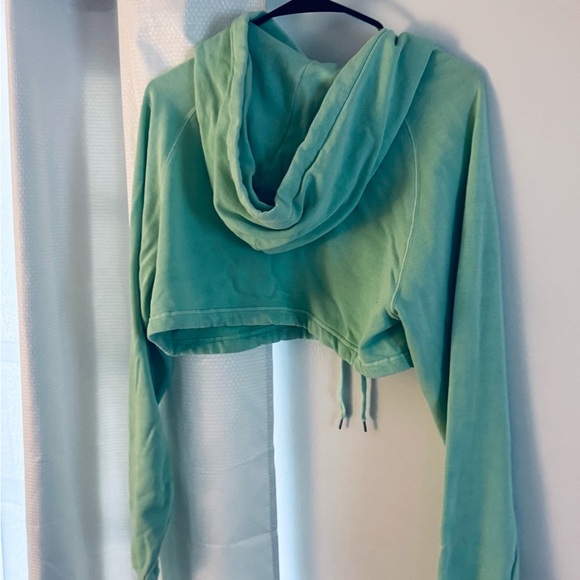 Champion Cropped Sea foam Green Hoodie Sweatshirt - Picture 5 of 8